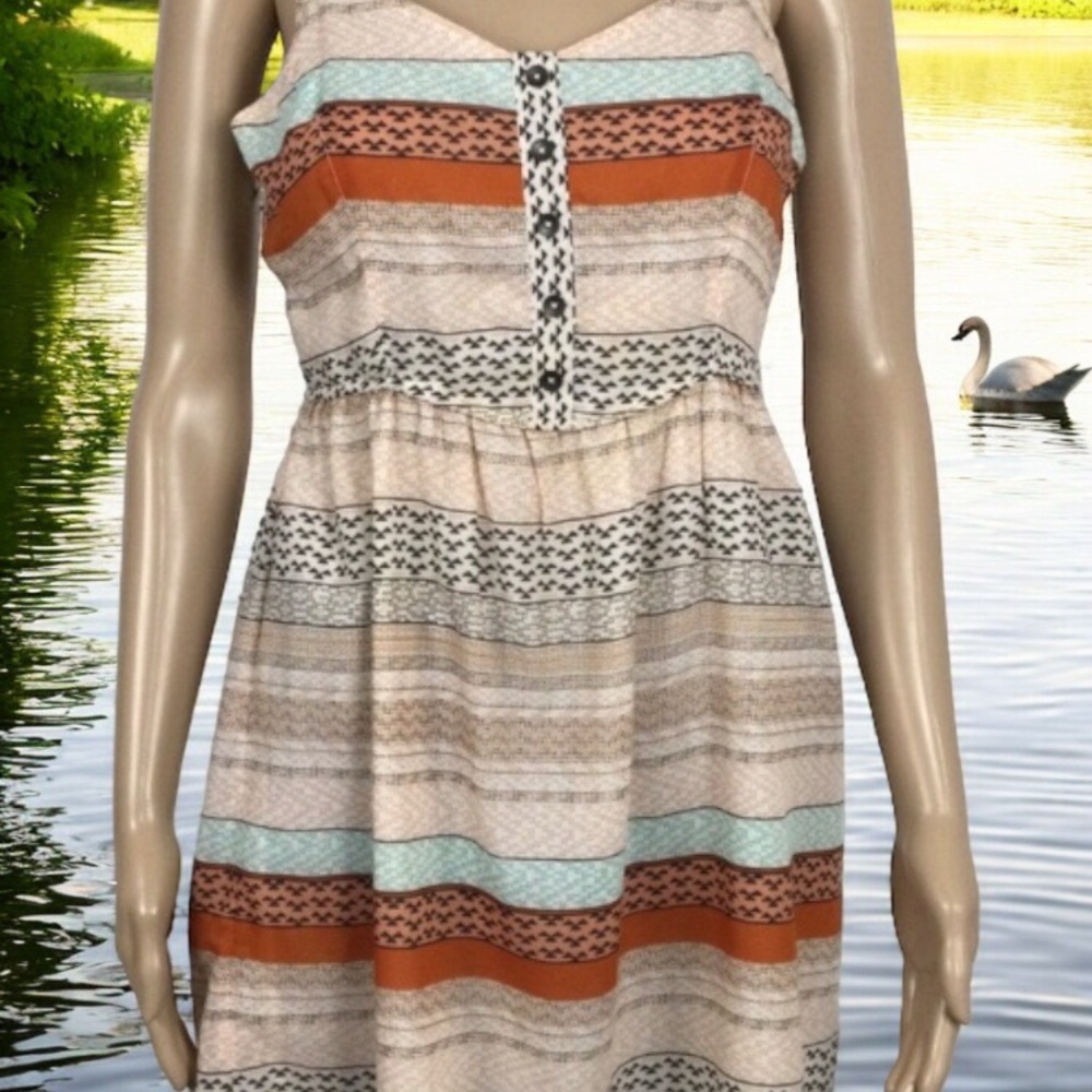 O’Neill Lined Sundress Adjustable Straps, Side Zipper, Tie Back